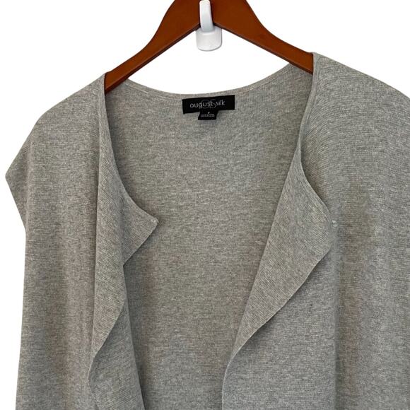 august silk Gray Cotton Blend Long Sleeveless Open Cardigan/Duster Sweater S - Picture 3 of 10